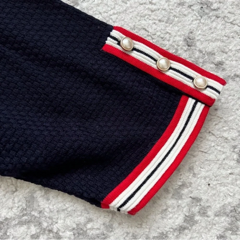 Talbots Navy Blue Cardigan Sweater Textured Preppy Knit career casual 1X 14 16 - Picture 9 of 16